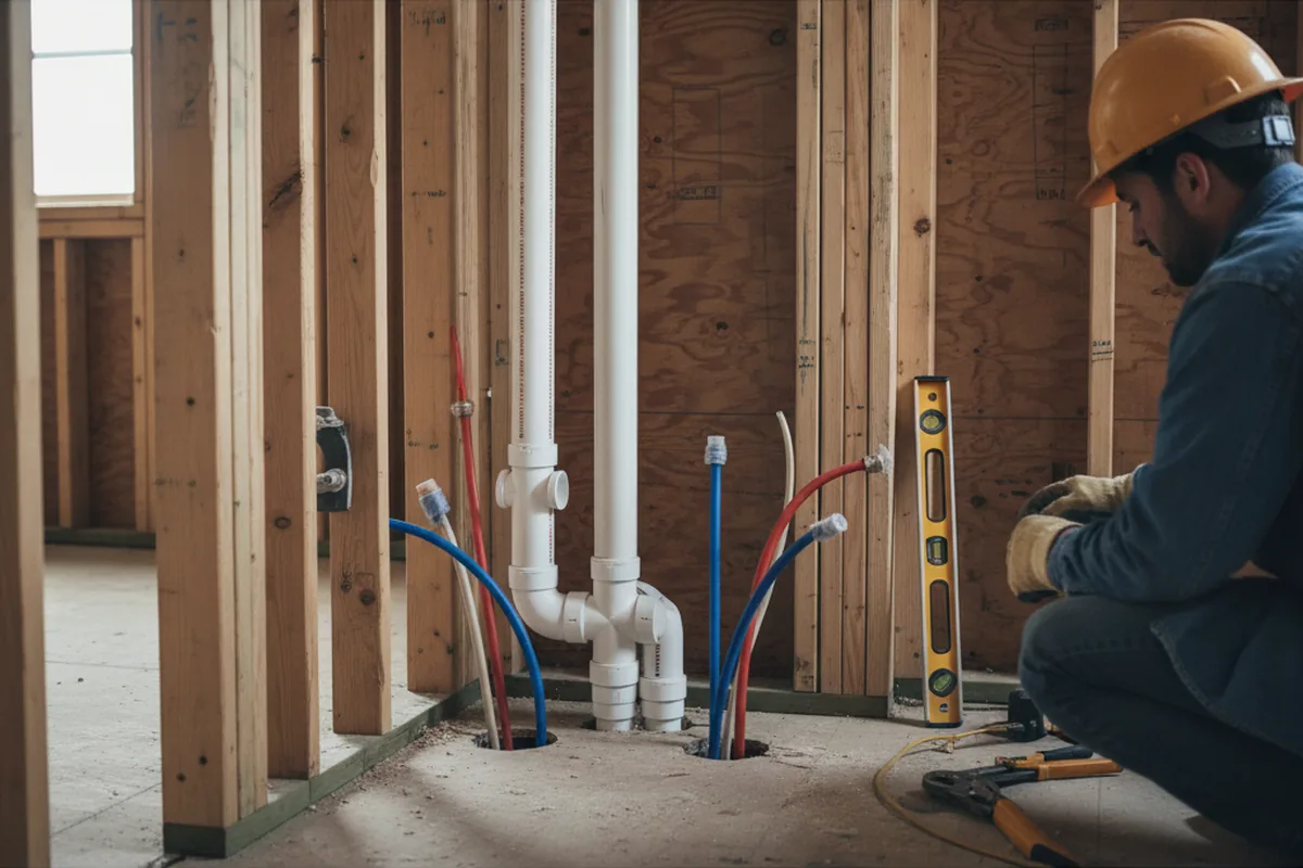 Drain and supply rough-in during Leak Detection in Parker